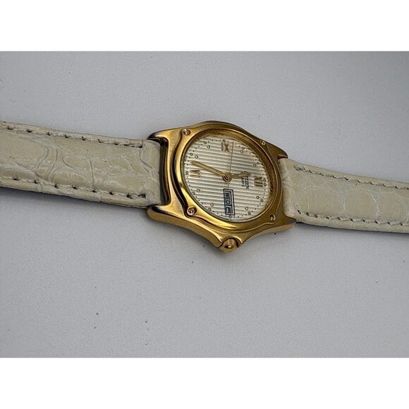 Vintage Citizen Day-Date Gold-Tone Watch - White Croc Leather - New Strap & Batt - Picture 6 of 10